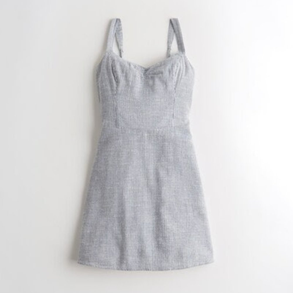 Hollister Tie-Back Linen-Blend Mini Dress , Size Medium